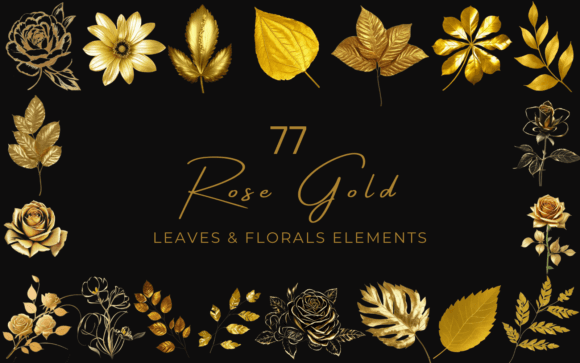 Download 77 Rose Gold Leaves &amp; Floral PNG Clipart - Rose gold Collection