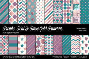 Download Purple, Teal &amp; Rose Gold Digital Papers - Rose gold Collection