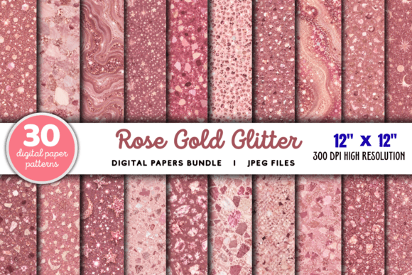 Download Rose Gold Glitter Digital Paper Bundle - Rose gold Collection
