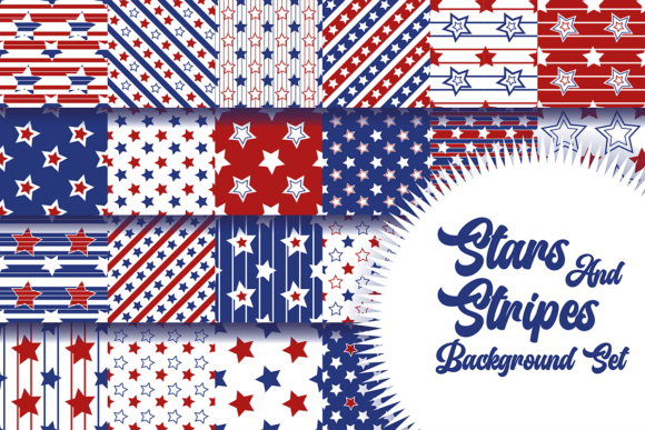 Download Stars and Stripes Background Seamless Pattern Set - Stripes background Collection