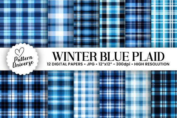 Download Winter Blue Plaid Seamless Patterns - Winter Collection